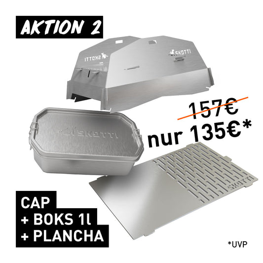 AKTION 2: Cap + Boks 1L + Plancha